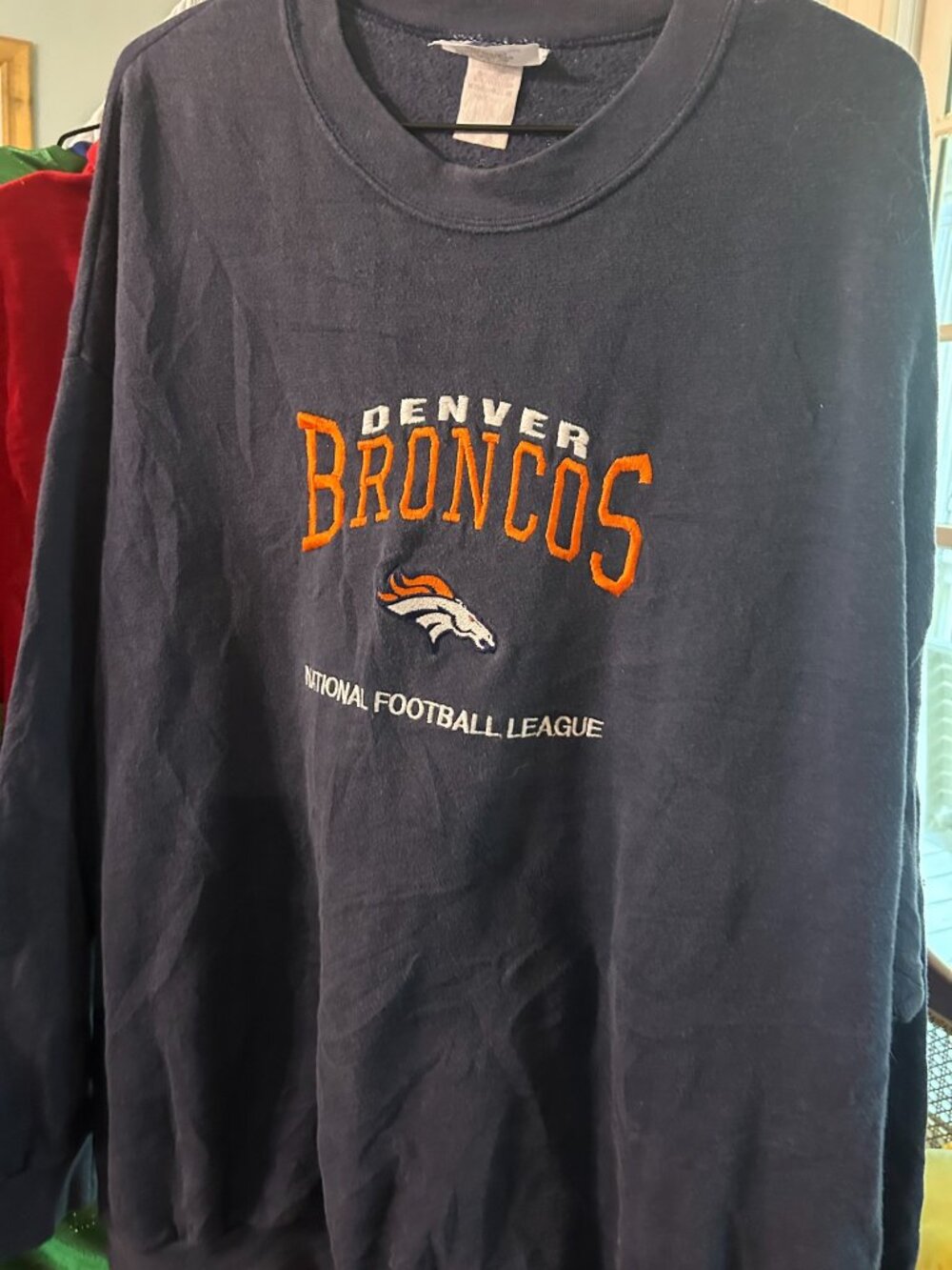 CSA Denver Broncos Navy Embroidered Crewneck Sweatshirt 3XL USA